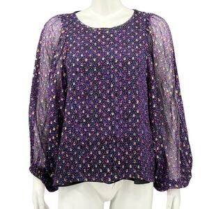 Alice & Trixie Top Womens Small Purple Blue Silk Metallic Open Back Fairy Grunge